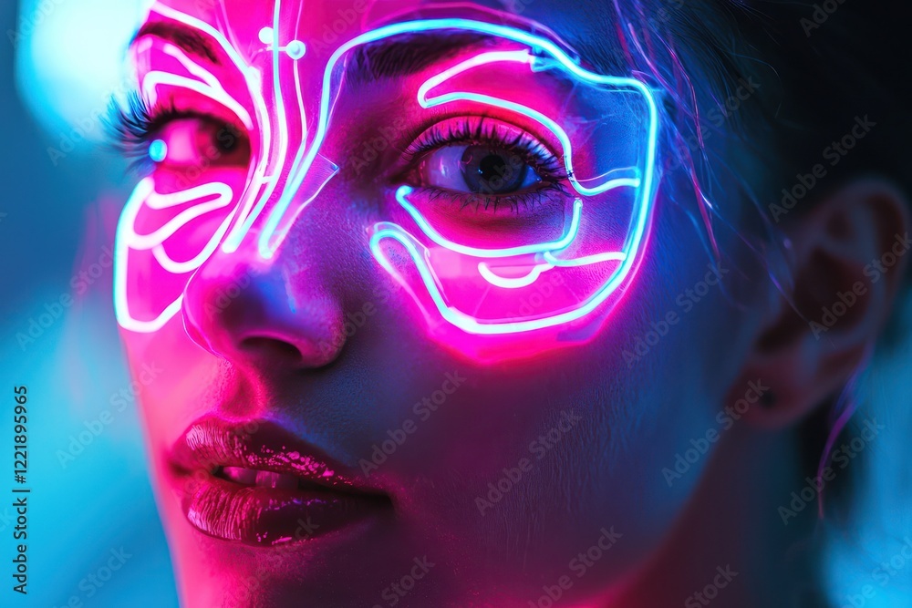 Identity visualization powered by AI, with glowing neon lighting effects highlighting innovative recognition systems. Identity visualization powered by AI, with glowing neon lighting effects highlighting innovative recognition systems.