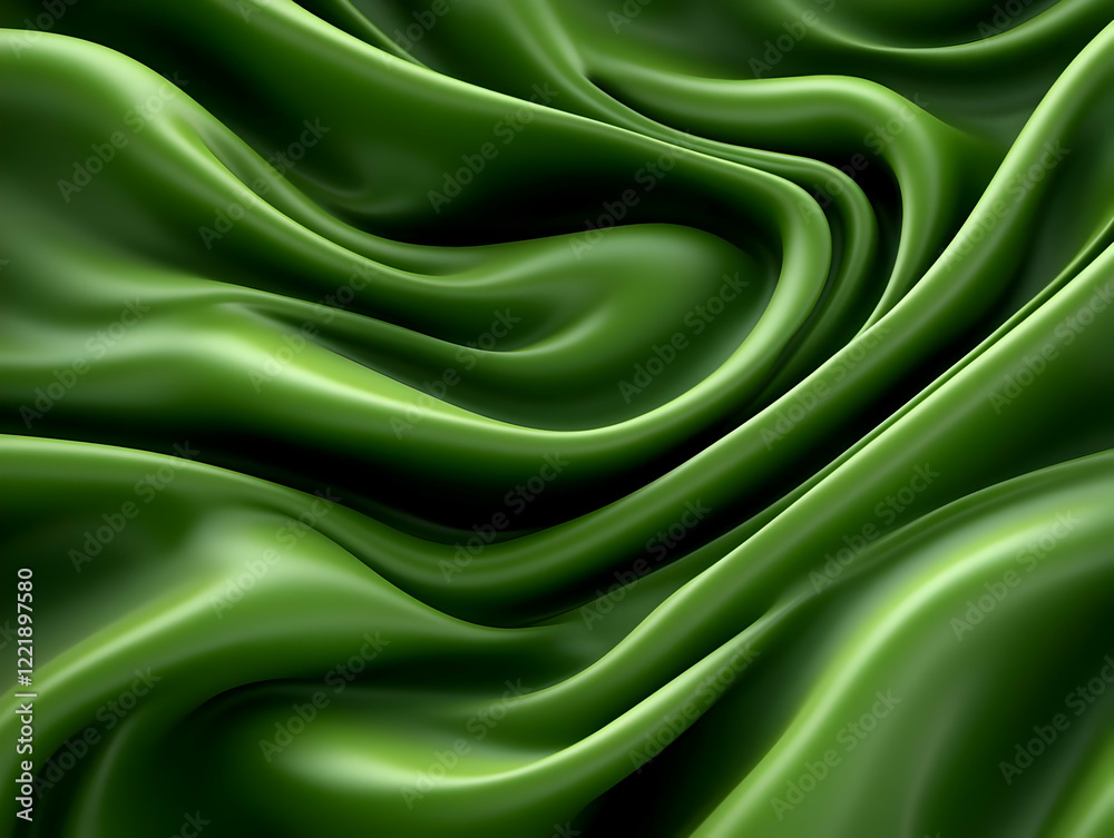 Obraz premium Green Silk Drape 3D Render
