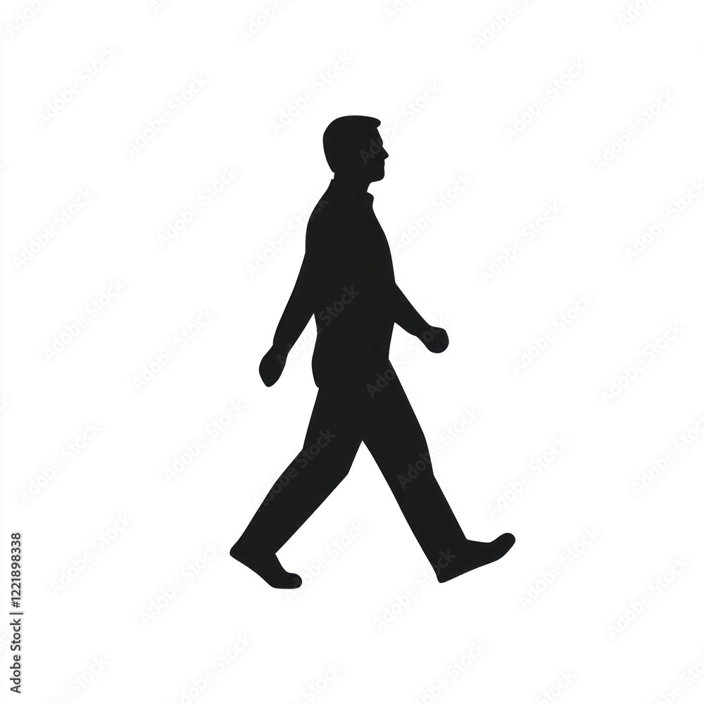 Silhouette of a man walking forward in profile view Silhouette of a man walking forward in profile view