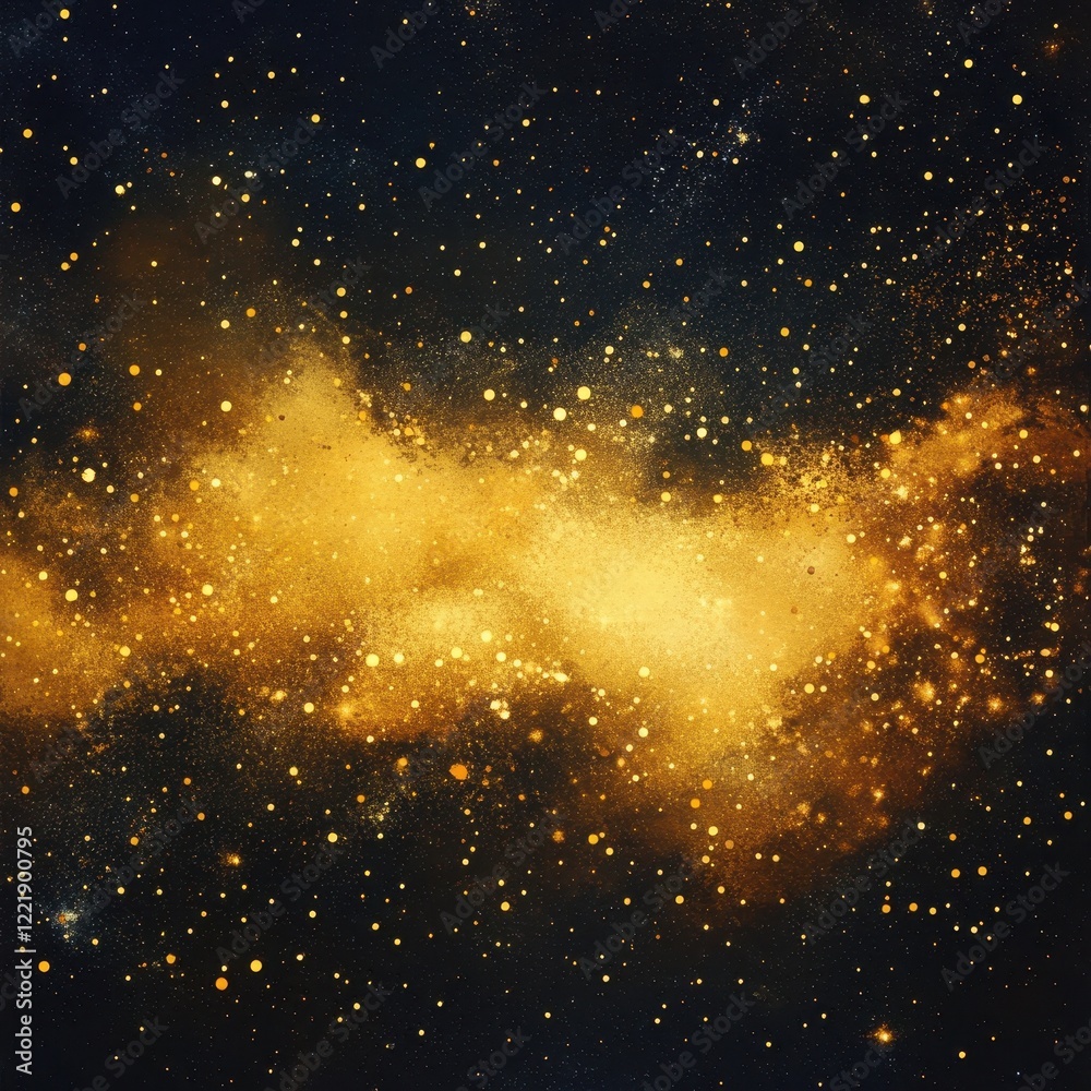 Fototapeta premium Golden Dust Nebula Cosmic Sparkle Background