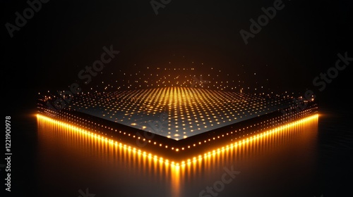 Illuminated Square Platform With Golden Lights photo