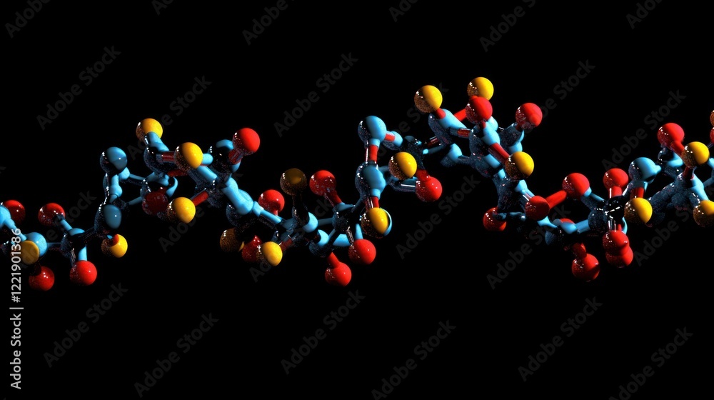 Molecular Structure: A 3D Rendering of a Complex Polymer Chain Molecular Structure: A 3D Rendering of a Complex Polymer Chain