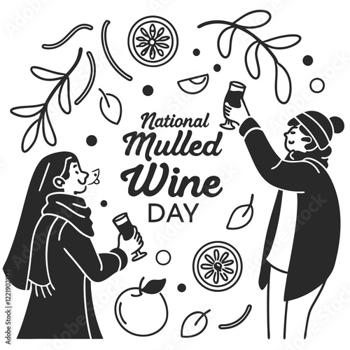 NATIONAL MULLED WINE DAY silhouette vector