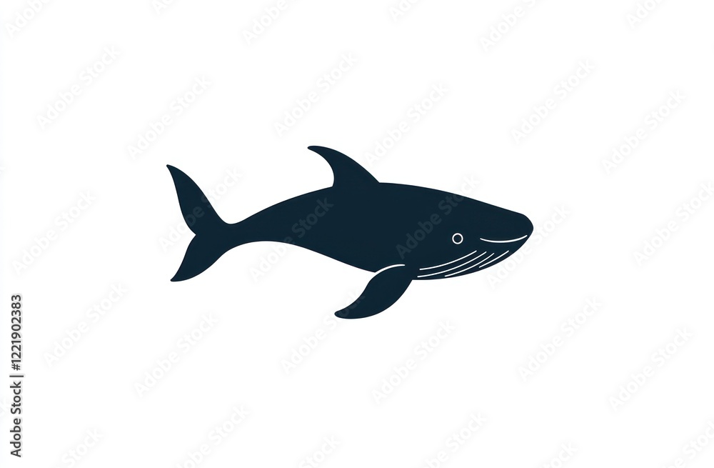Obraz premium Simple Silhouette Of A Whale Swimming Gracefully