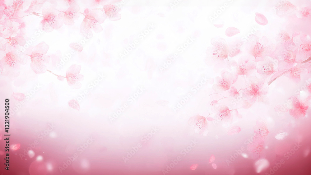 ふんわりとした桜の花とピンクの和風背景