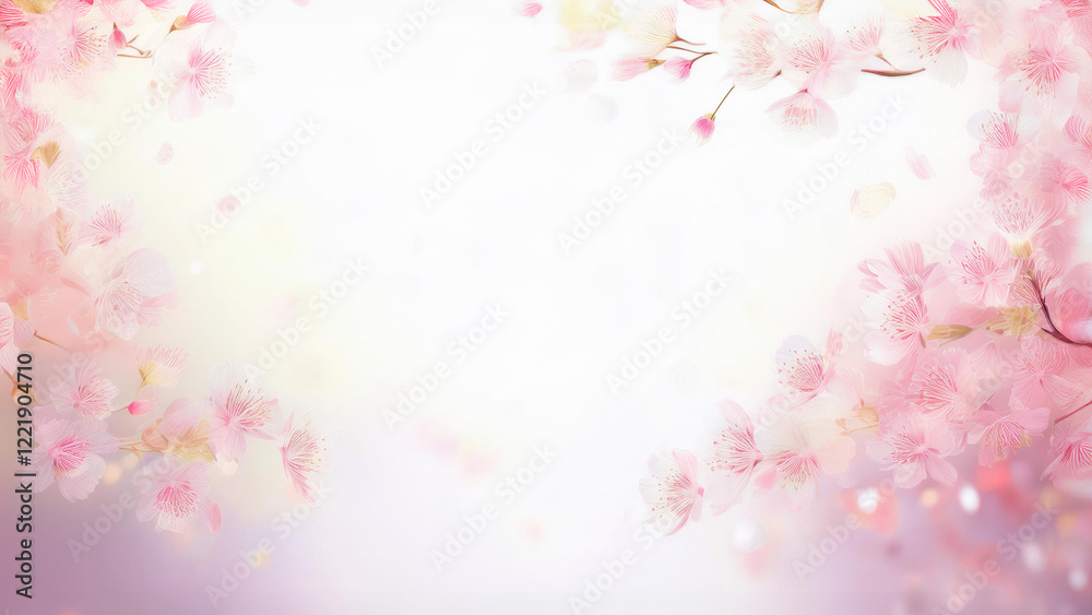 ふんわりと光が差し込む淡いピンクの桜のフレーム ふんわりと光が差し込む淡いピンクの桜のフレーム