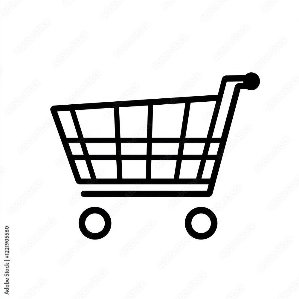A simple line drawing of a shopping cart A simple line drawing of a shopping cart