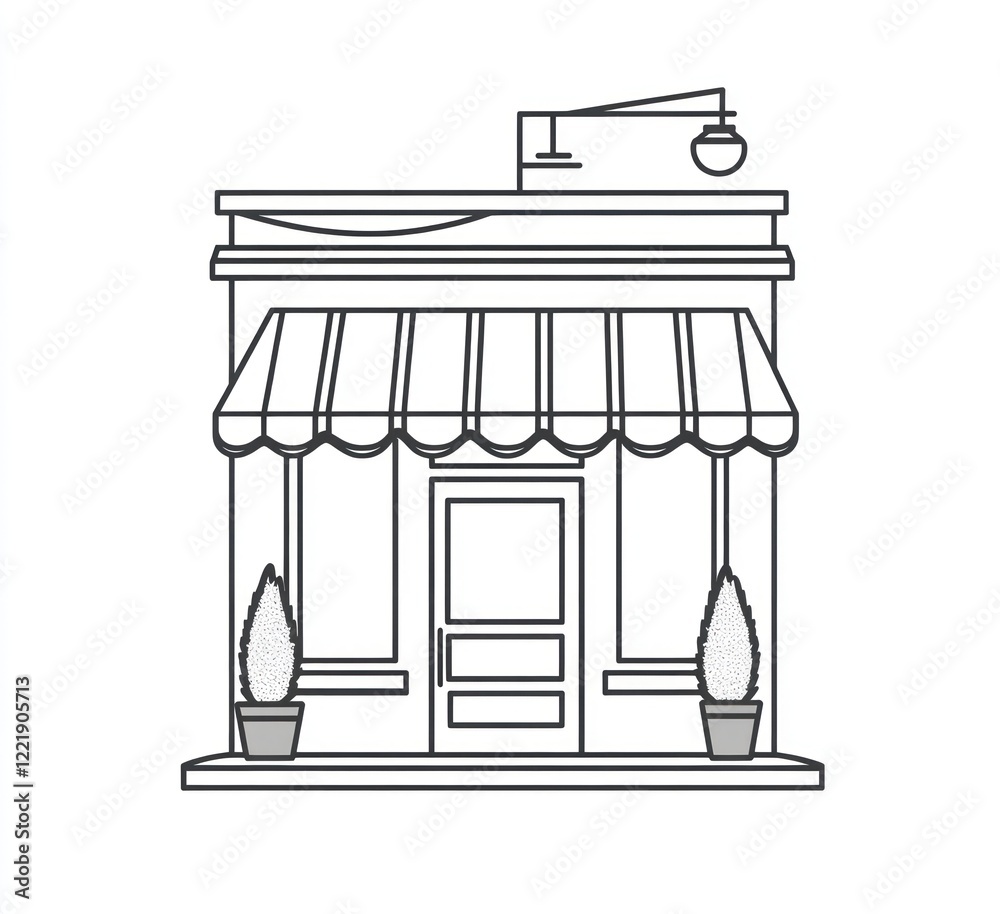 Simple Line Drawing Of A Small Shop Building Simple Line Drawing Of A Small Shop Building