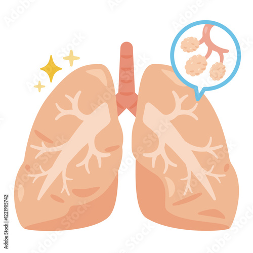 気管支や肺胞がキレイな肺のイラスト