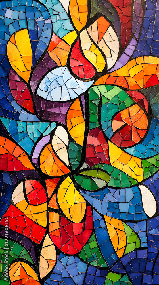 A colorful mosaic background featuring different patterns, ideal for artistic projects. A colorful mosaic background featuring different patterns, ideal for artistic projects.