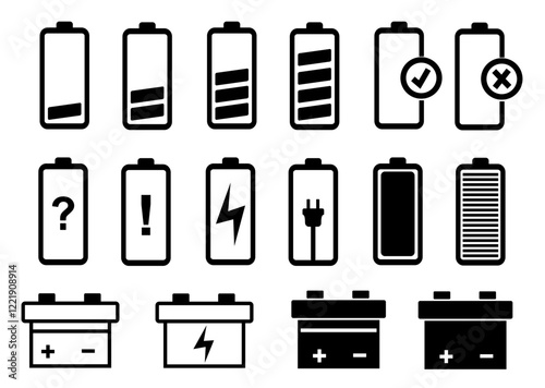 set of battery energy icons vector