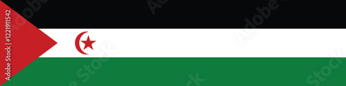 Sahrawi Arab Democratic Republic flag long banner digital vector illustration