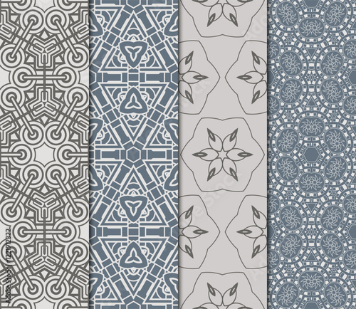 set of Seamless texture of floral ornament. Vector illustration. For the interior design, printing, web and textile