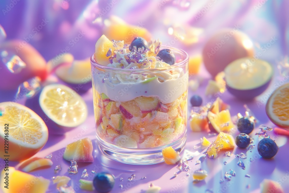 Fresh Fruit Yogurt in a Stylish Glass Jar Fresh Fruit Yogurt in a Stylish Glass Jar