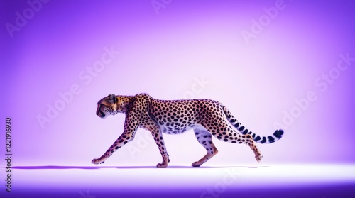 Cheetah Running on Purple Background