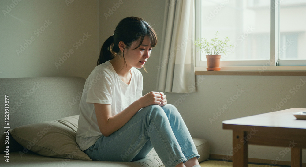 Fototapeta premium 泣いている日本人女性