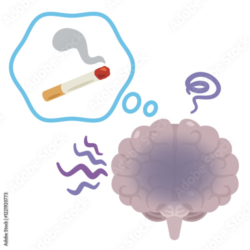 ニコチン依存の脳のイラスト
