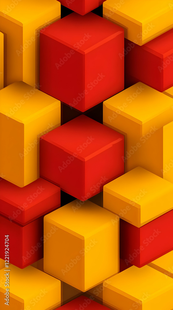 Obraz premium Red and Gold 3D Cube Abstract Background
