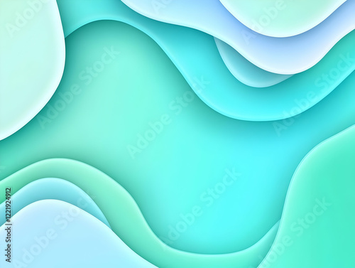 Abstract Teal Wave Background Illustration