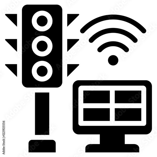 Smart Traffic Management Solid Black Icon