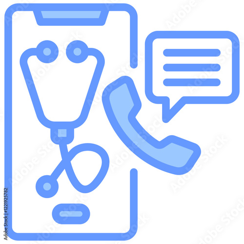 Remote Healthcare Lineal Blue Icon