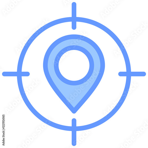 Location Accuracy Lineal Blue Icon