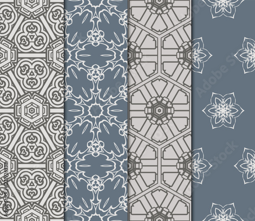 set of modern floral seamless pattern art background. Luxury texture for wallpaper, invitation. Vector illustration.