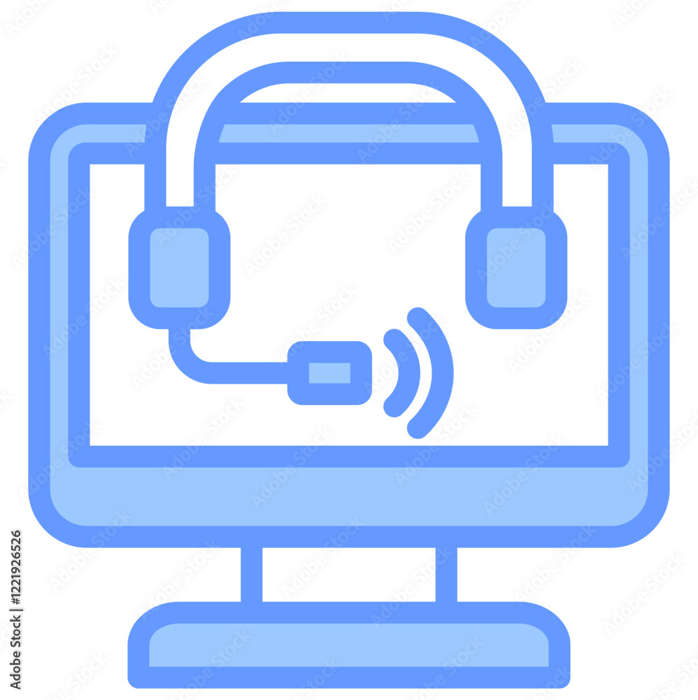 Virtual Assistant Lineal Blue Icon Virtual Assistant Lineal Blue Icon