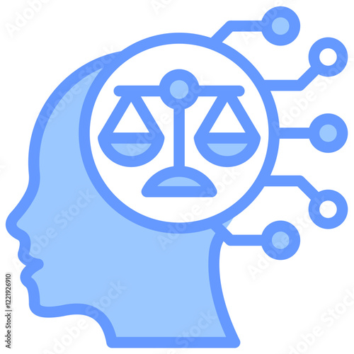 Ethical Ai Lineal Blue Icon