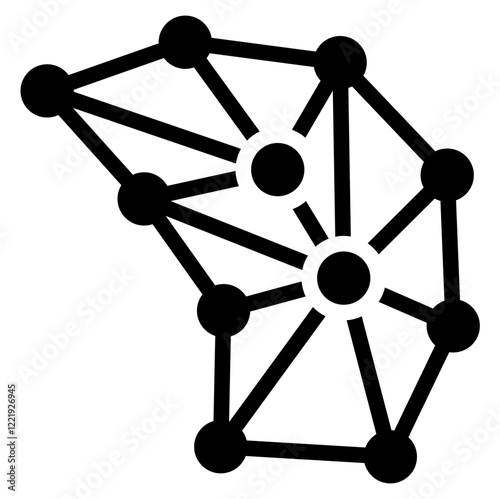 Neural Network Solid Black Icon