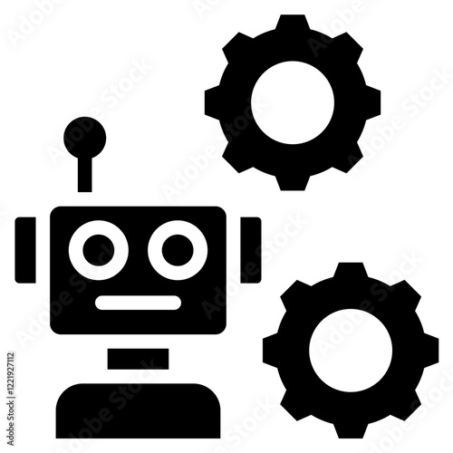 Robotic Automation Solid Black Icon