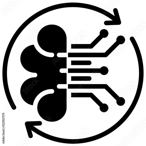 Reinforcement Learning Solid Black Icon