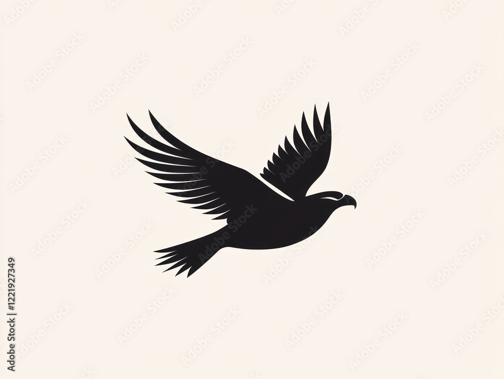 Obraz premium Majestic Black Bird Soaring In Flight