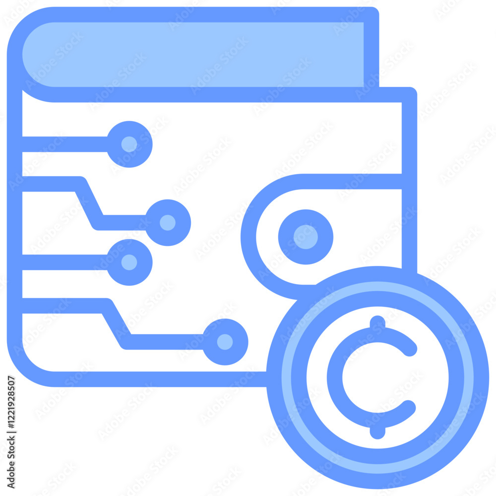 Cryptocurrency Wallet Lineal Blue Icon Cryptocurrency Wallet Lineal Blue Icon