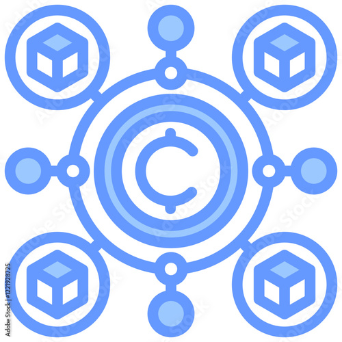 Cross Chain Protocol Lineal Blue Icon