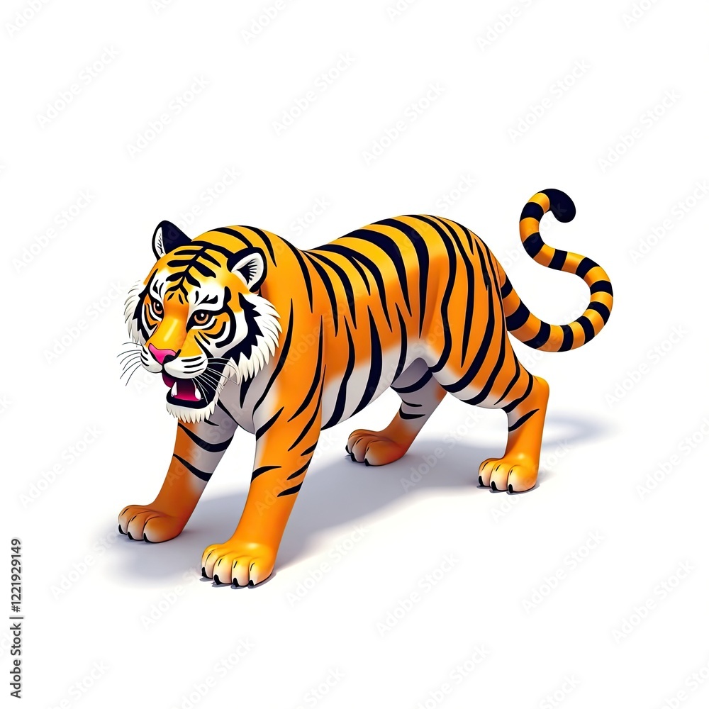 An isometric depiction of tiger as chinese zodiac icons An isometric depiction of tiger as chinese zodiac icons
