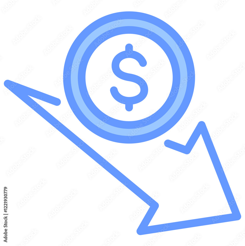 Cost Reduction Lineal Blue Icon Cost Reduction Lineal Blue Icon