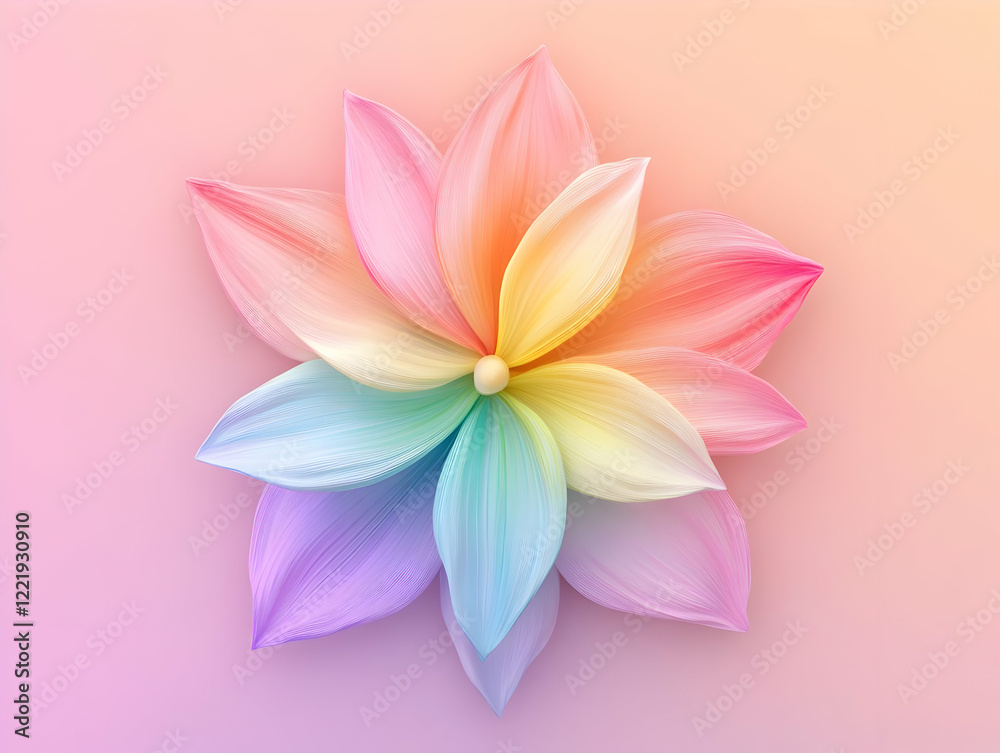 Fototapeta premium Pastel Rainbow 3D Flower Illustration