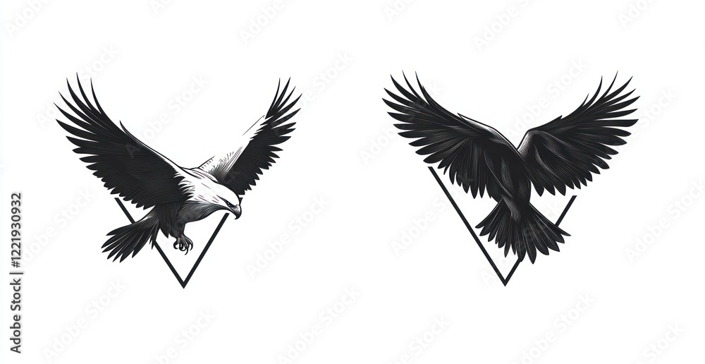 Obraz premium Two Eagles In Flight Artistic Renderings