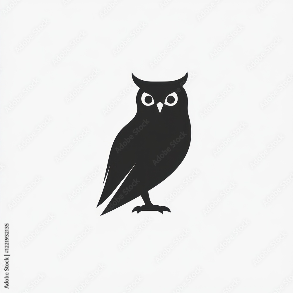 A Black Silhouette Of An Owl Stands Tall A Black Silhouette Of An Owl Stands Tall