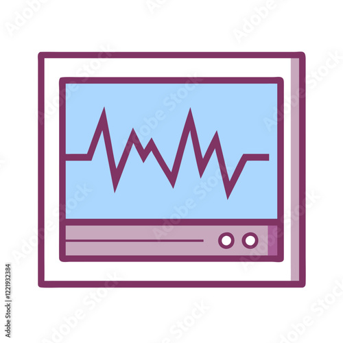 Heart rate monitor screen icon in flat design, simple vector