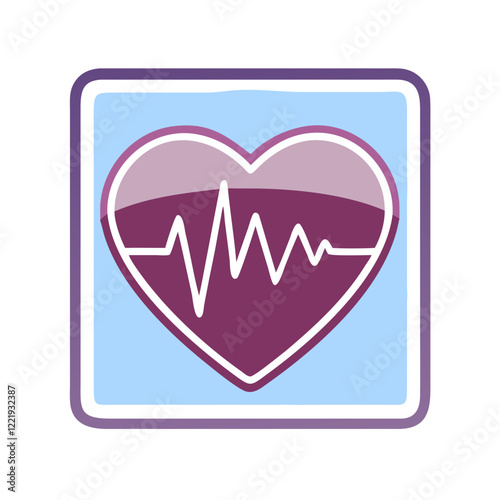 Heartbeat icon with ECG line in a square frame, Heart rate monitor