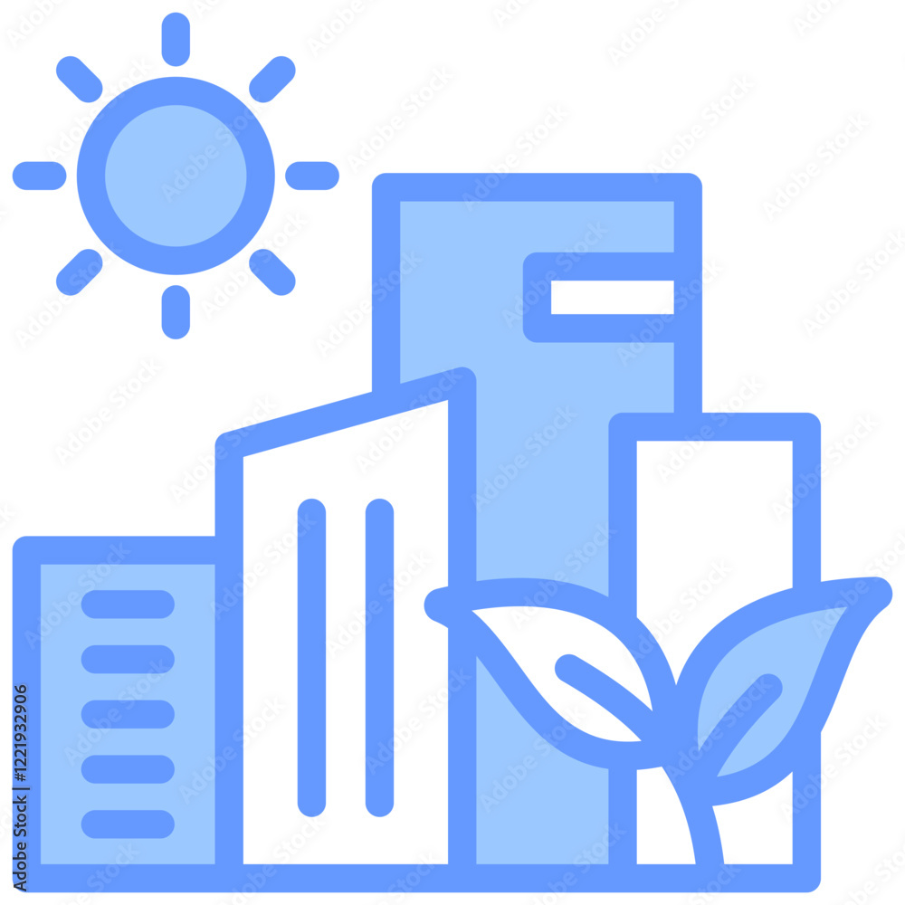 Ecosystem Building Lineal Blue Icon Ecosystem Building Lineal Blue Icon