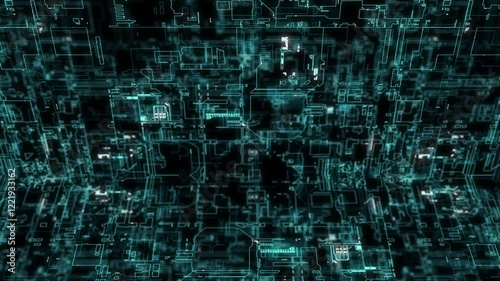 A high-tech, digital crafted abstract motion grid set in a cyber environment, highlighting big data visualization and AI simulations, ideal for use as a dynamic digital background in motion graphic.
