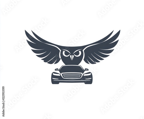 Owl Wings Spread Above a Sleek Modern Car