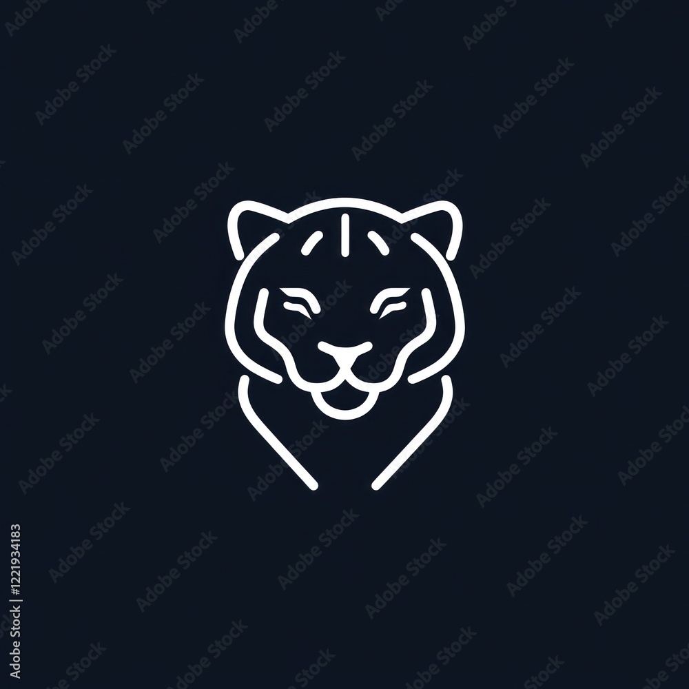 Obraz premium Elegant Line Art Design of a Snow Leopard Head