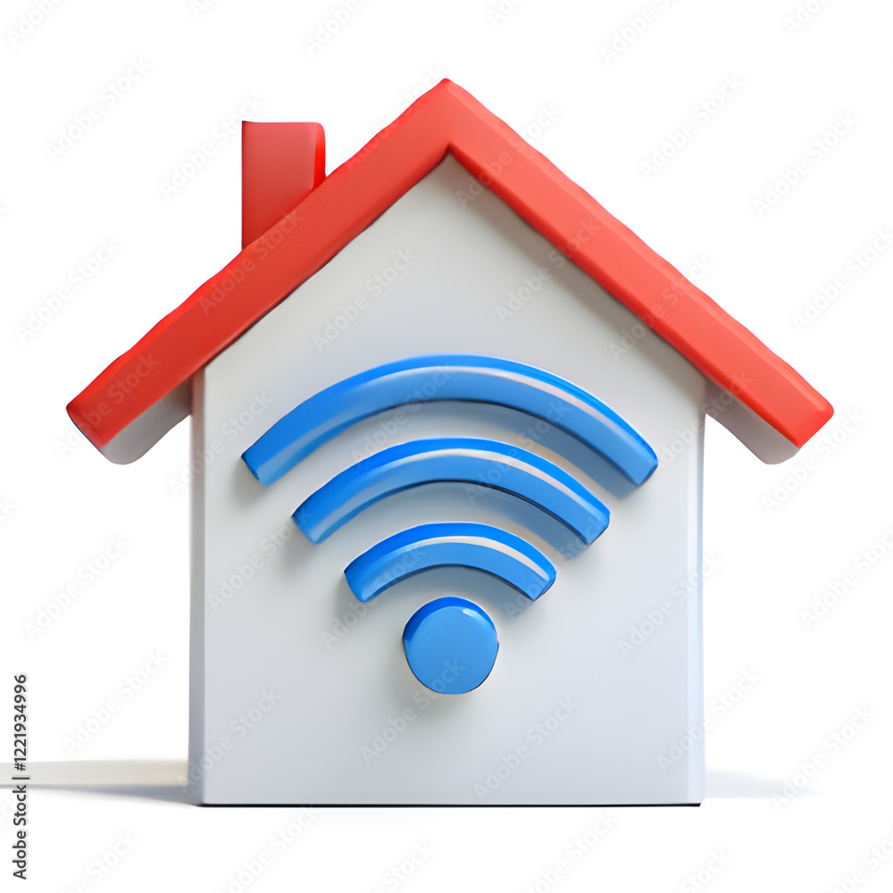 Smart Home 3d Illustration with WIFI signal on white background
Smart Home 3d Illustration with WIFI signal on white background