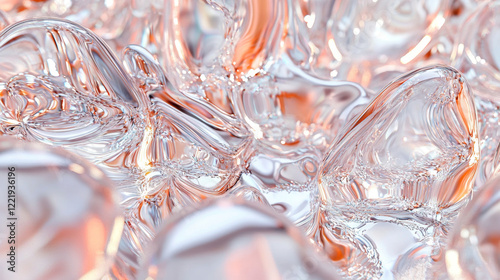 3D abstract metal texture silver white orange glass fluid flow liquid illustration curve lines motion swirl splash clean fashion fresh shape tech background