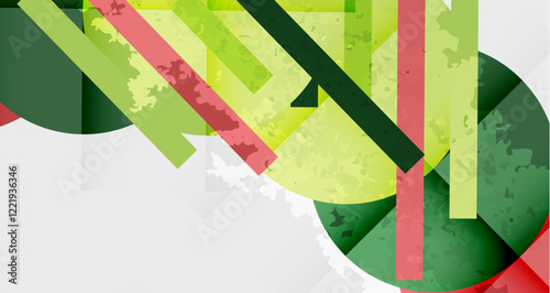 Squares, circles and triangles and grainy noisy texture. Vector Illustration For Wallpaper, Banner, Background, Card, Book Illustration, landing page