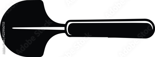 Classic Pizza Cutter - A silhouette of a traditional pizza cutter featuring a round blade and a sturdy handle for effortless slicing